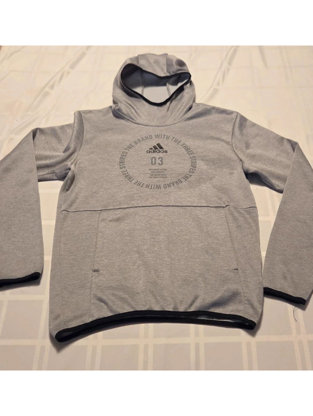 Adidas "Brand with the Three Stripes" Gray Hoodie - Men's small